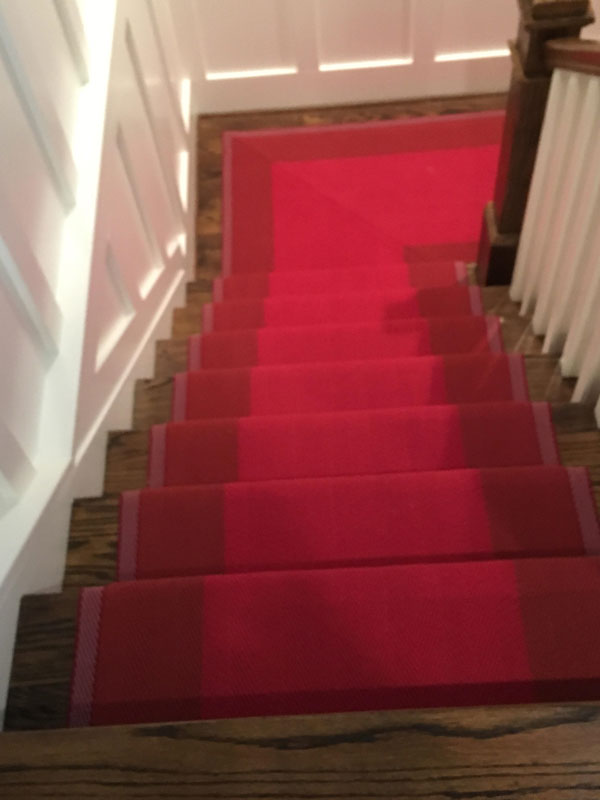 Very Dramatic Red Runner on Staircase by Farsh