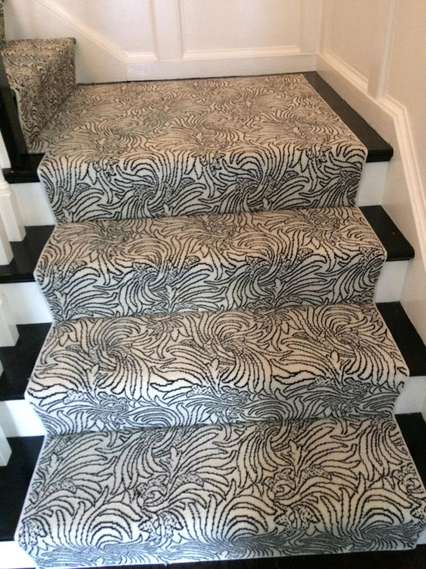 Detail of Floral Black and White Stair Runner