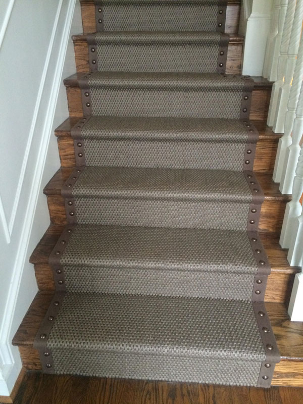 Beautiful Grey Stair Carpet Runner with Rivets