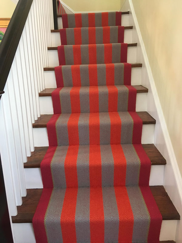Red and Grey Striped Runner by Farsh Stair Master