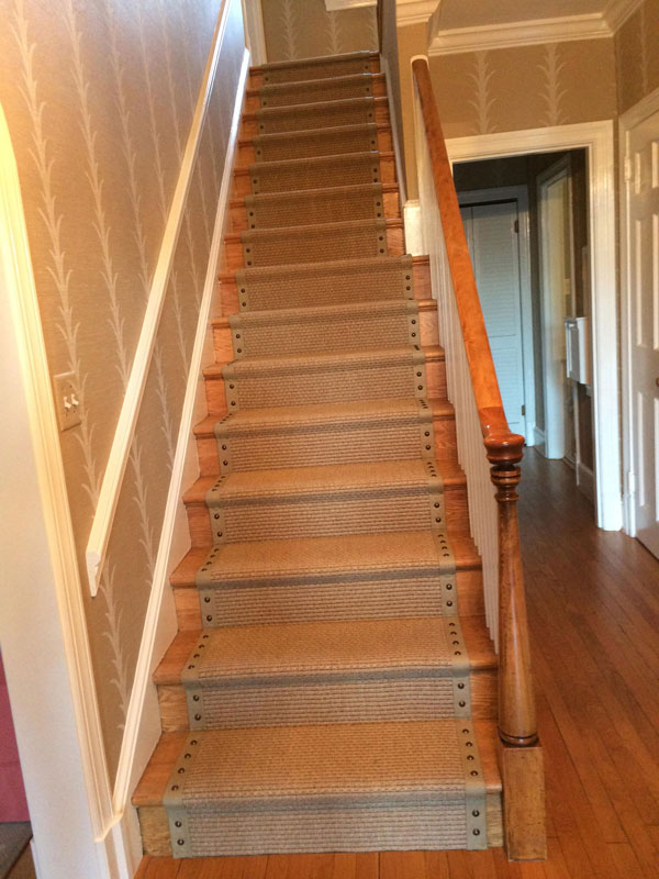 Neutral Riveted Stair Runner Idea and Install by Farsh Carpet