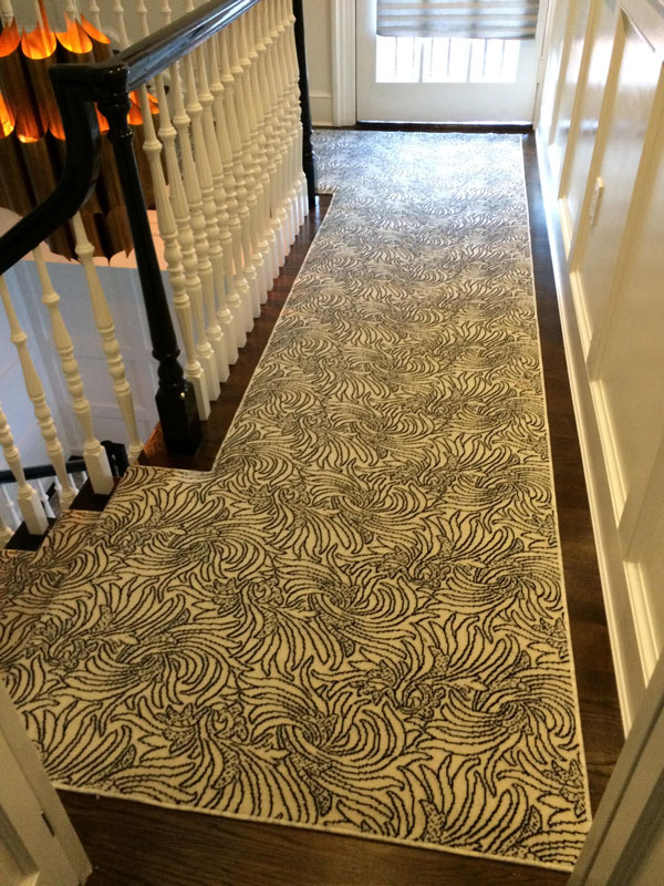 Floral Black and White Hall way Runner by Farsh