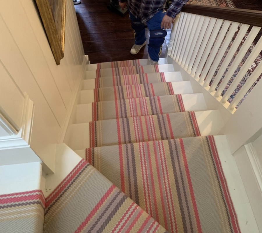 Multi-colored Striped Carpet Runners for Stairs by Farsh Carpets