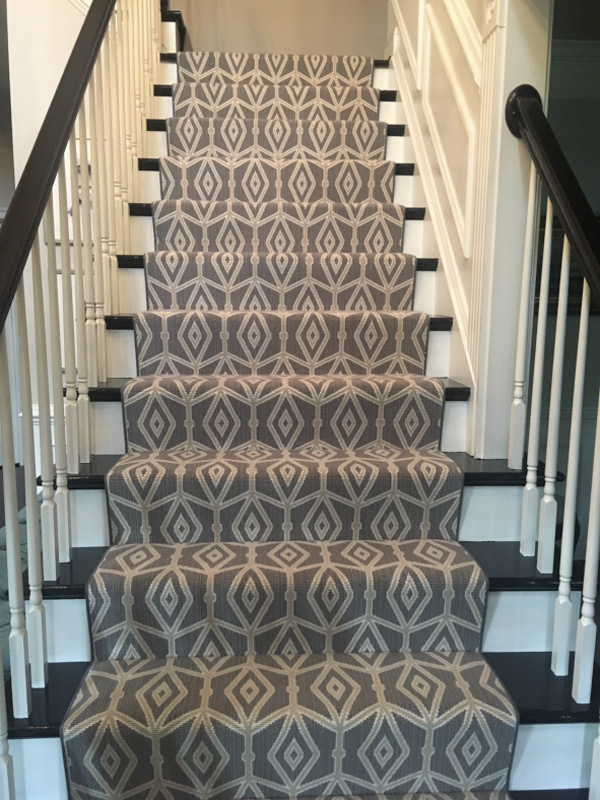 Contemporary Staircase Carpet with Geometric Pattern Custom Carpet By Farsh Carpets