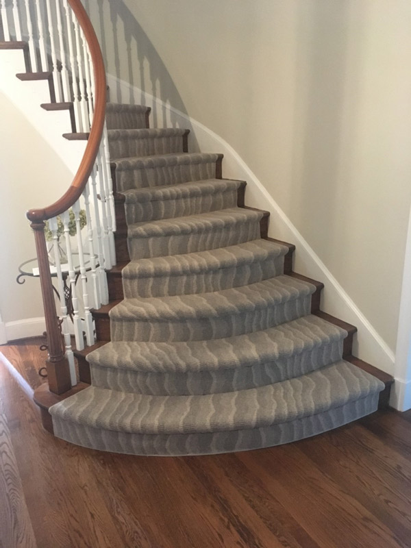 Grey Abstract Stripe Carpet Runner for Stairs