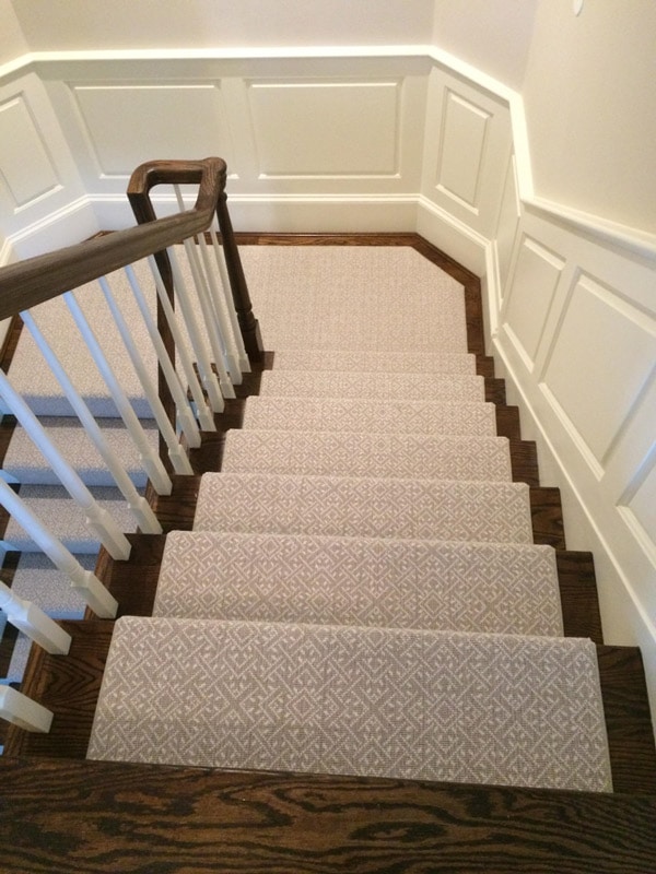 Subtle Grey Pattern Custom Stair Carpeting by Farsh Carpets