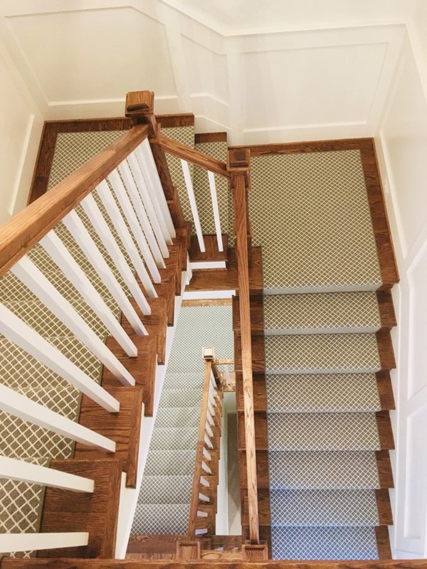 Green and White Modern Grate Texture Carpet Runner