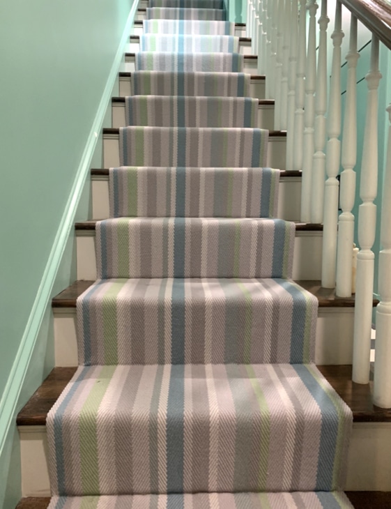 Thin and Thick Striped Colorful Pastel Stair Runner Installed by Farsh Carpets & Rugs